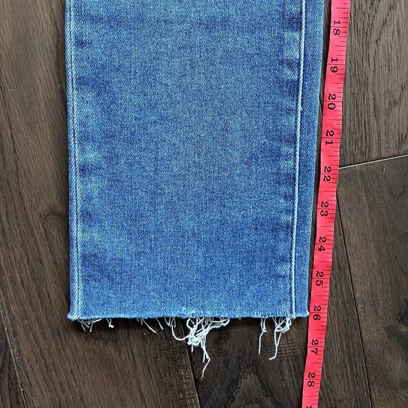 Paige Amber Crop Jeans Size 25 Raw Hem Slim Straight Stretch Denim Midrise - Picture 5 of 6